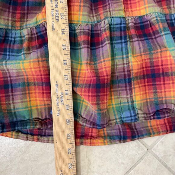Ruffle Butts Girls Plaid Dress Tunic Size 5 Long Sleeve Ruffles Orange Blue Fall - Picture 7 of 9